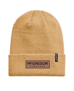 Tan McGregor Leather Patch Knit Beanie 1