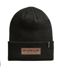 Black McGregor Leather Patch Knit Beanie 1